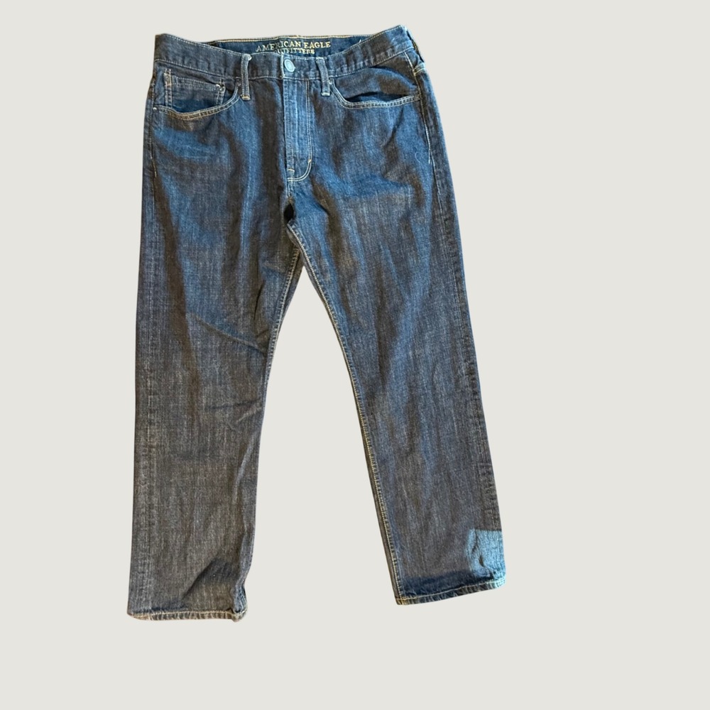 American Eagle Relaxed Straight Jeans Mens 34x30 Dark Wash Denim 100% Cotton